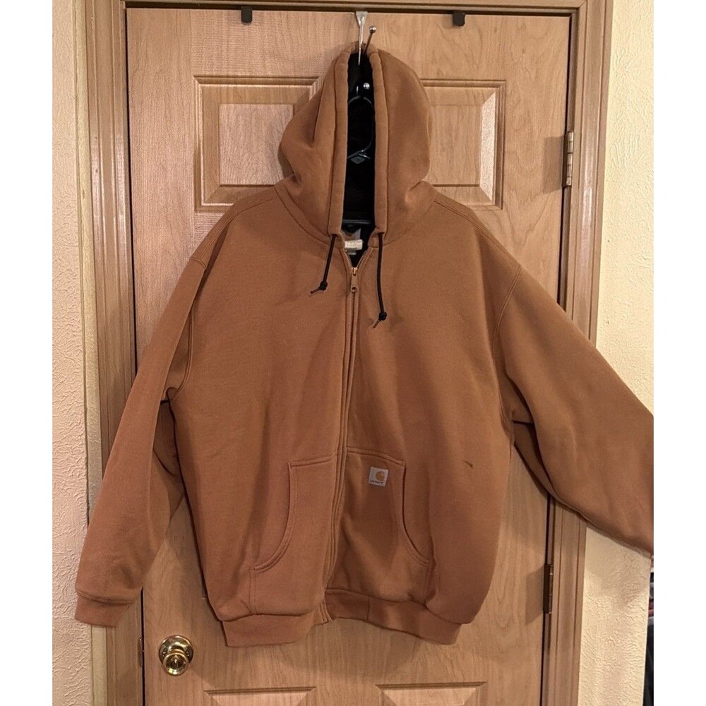 Vintage Carhartt J149 USA Made Washed Duck Hooded Jacket Brown.  Men’s XL.  GUC!